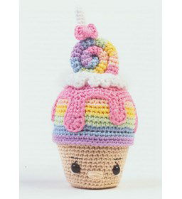 Cupcake met lolly gemaakt van Naaiartikelen