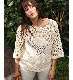 Trui met driekwart mouwen gemaakt van Phildar Phil Koala