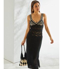 Lange retro jurk gemaakt van Phildar Phil Perle 5