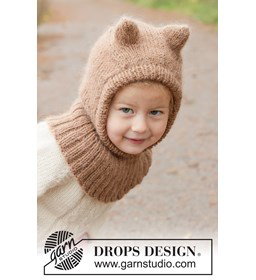 balaclava met oortjes in alpaca en mohair gemaakt van Drops Lima