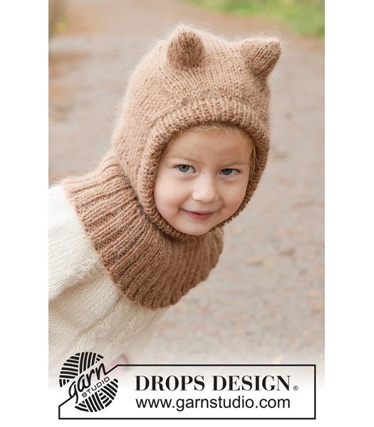 Breipatroon balaclava met oortjes in alpaca en mohair