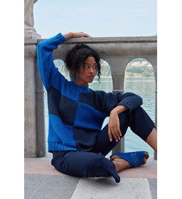 Damestrui met colorblocking gemaakt van Lang Yarns Wooladdicts Happiness