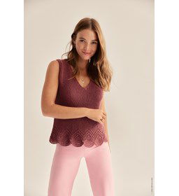 Damestop met ajourrand gemaakt van Lana Grossa Linarte