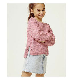 Meisjestrui met in lengte verspringend achterpand gemaakt van Phildar Phil Tutti Frutti