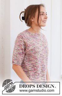 Gebreide top-down damestrui met korte raglanmouwen