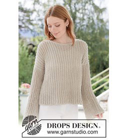 zomertrui in patentsteek van katoen en linnen gemaakt van Breinaalden zonder knop