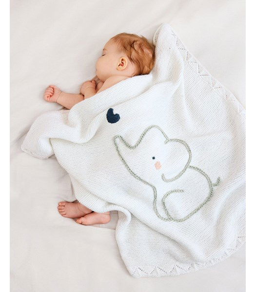 Brei- en haakpatroon Deken met schattige baby olifant