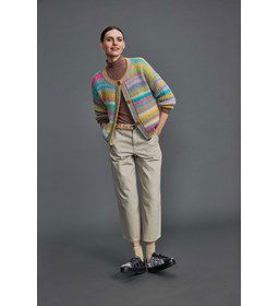 Damesvest ronde hals Ginger gemaakt van Lang Yarns Harmony