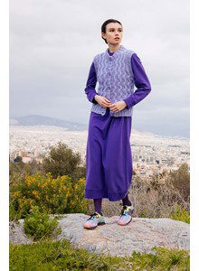 Mouwloos damesvest met kabelpatroon Morning Mist