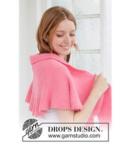 Gebreide sjaal met picotrand en ribbelsteek gemaakt van Drops Daisy