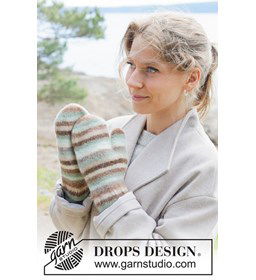 Winter Zebra Mittens gemaakt van Drops Lima