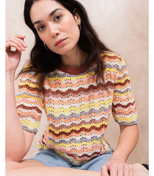 Breipatroon damestrui Lisa met gekleurde waaierstrepen
