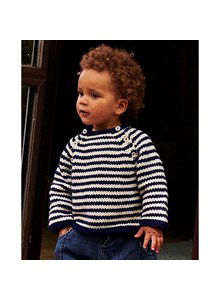 Gestreepte kindertrui met knoopsluiting in mouwinzet