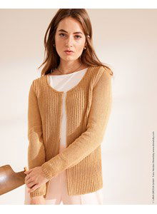 Damesvest met lage ronde hals.