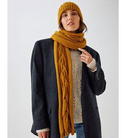 Dames sjaal of herensjaal Joud met kabels gemaakt van Phildar Phil Caresse