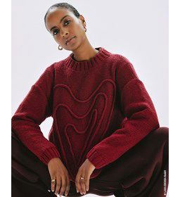 Damestrui met grillige hartvormen gemaakt van Naaiartikelen