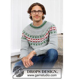 Herentrui met kerstpatroon gemaakt van Drops Karisma
