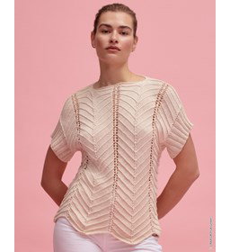 Damestrui met verticaal ajourpatroon en zigzaglijnen gemaakt van Lana Grossa Landlust Baumwolle