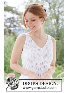 zomertop met V-hals en kantpatroon van katoen