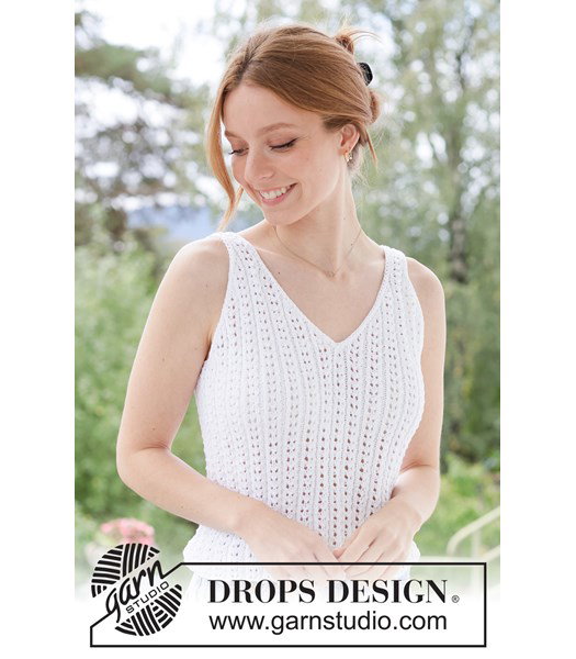 Breipatroon zomertop met V-hals en kantpatroon van katoen