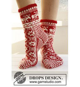 Gebreide kerstsokken gemaakt van Drops Fabel