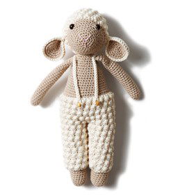 Schaap met broek met bretels gemaakt van Kralen & ringen hout