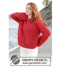 Damestrui met dubbele halsrand en wijde mouwen gemaakt van Drops Brushed Alpaca Silk