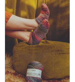 Enkelsokken gemaakt van Lang Yarns Mille Colori socks and lace luxe