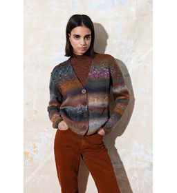 Damesvest met knoopsluiting en V-hals gemaakt van Lang Yarns Magnolia