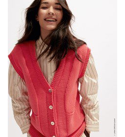 Damesspencer met V-hals gemaakt van Lana Grossa Landlust Baumwolle