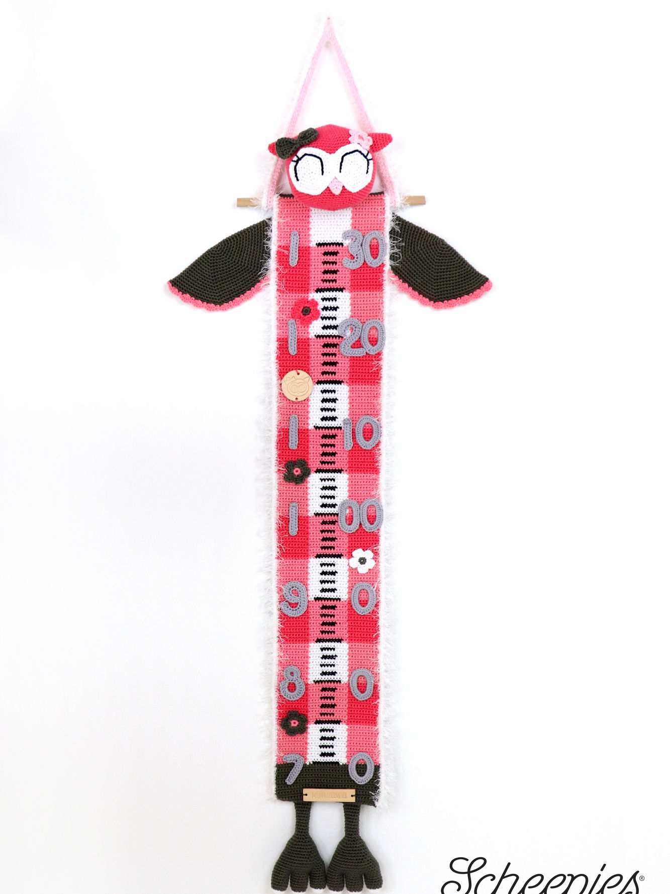 Haakpatroon groeimeter uil Pip, gemaakt ....