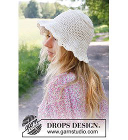 Zonnehoed met golvende rand gemaakt van Drops Bomull lin