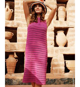 Lange zomerjurk gemaakt van Lana Grossa Landlust Baumwolle