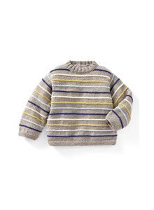 Kindertrui met gekleurde ribbels.