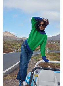 Damestrui met gekleurde boorden