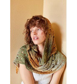 Sjaal met verticaal gatenpatroon gemaakt van Lang Yarns Paradise