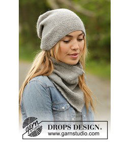 Beanie met col gemaakt van Drops Karisma