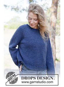 Top-down gebreide trui met raglanmouwen