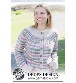damesvest met ronde pas en Scandinavisch patroon gemaakt van knopen