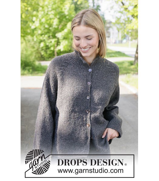 Breipatroon damesvest Evening Secret Cardigan met raglan en kabels