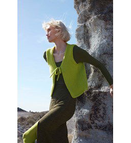 Mouwloos damesvestje Desert Revival gemaakt van Breinaalden zonder knop