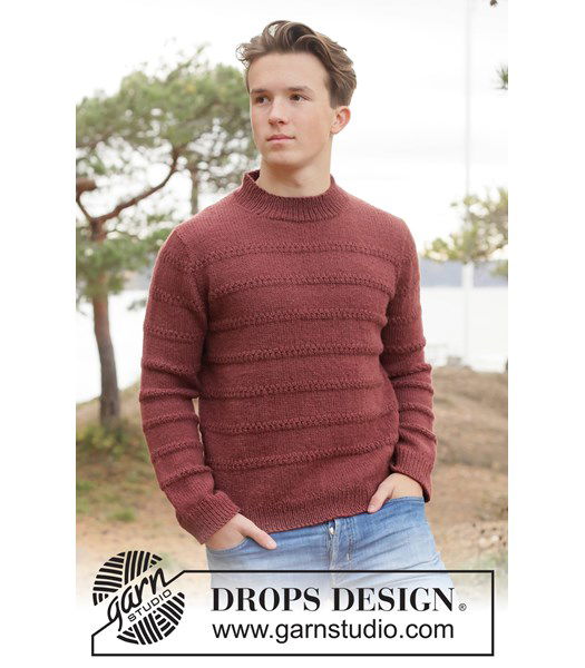 Breipatroon herentrui met reliëfpatroon in Drops Lima