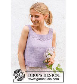 Singlet voor dames met ajourpatroon gemaakt van Drops Safran