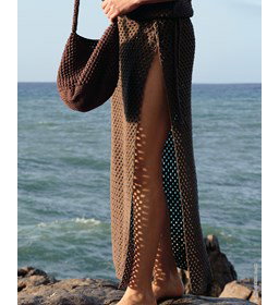 lange rok met hoge split in zijnaad gemaakt van Lana Grossa Gioia