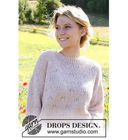 Damestrui Sweetness Imprint Sweater met kantpatroon gemaakt van Drops Air