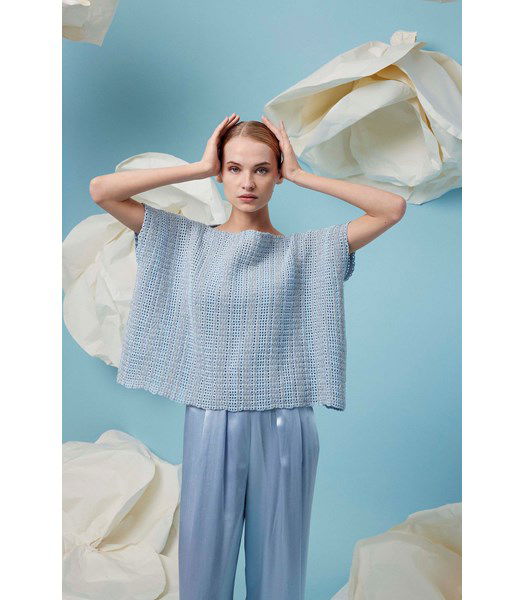 Haakpatroon Wijde vierkante damestrui Sylver met rechte halslijn