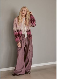 damesvest met boucle zigzagpatroon