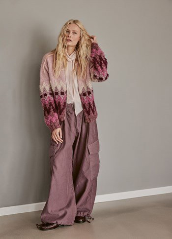 damesvest met boucle zigzagpatroon