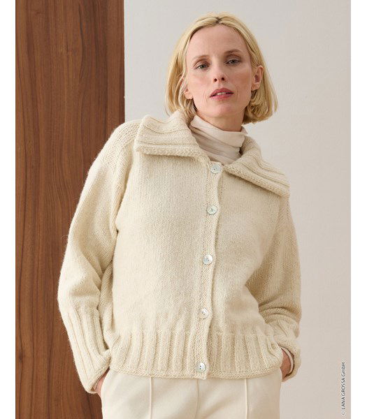 Breipatroon damesjas met brede kraag