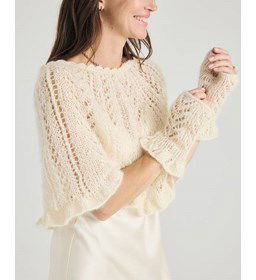 Schoudermantel in ajourpatroon gemaakt van Phildar Phil Mohair Soie